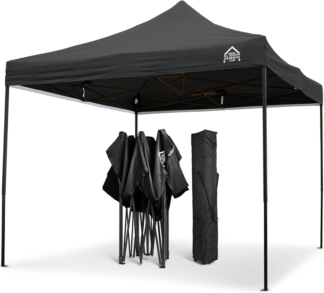 All Seasons Gazebos 3x3 m vollständig wasserdichtes Faltpavillon - Schwarz Bild 1