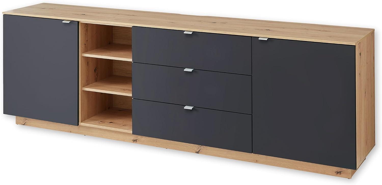 CORE TV-Sideboard in Schwarz, Artisan Eiche Optik - Moderner Fernsehschrank mit Schubladen und viel Stauraum - 240 x 77 x 44 cm (B/H/T) Bild 1