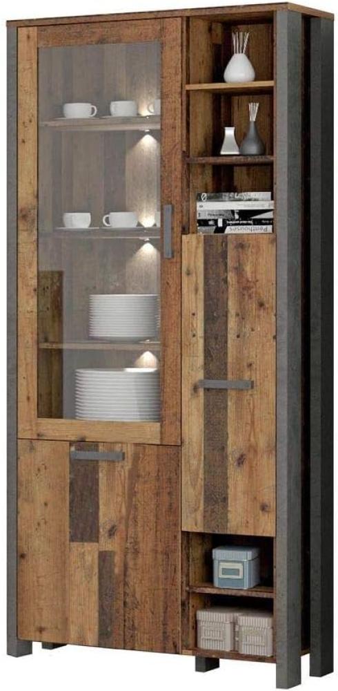 FORTE Clif Highboardvitrine, Holzwerkstoff, Grau/Braun, 91,6 x 205,4 x 41,4 cm Bild 1