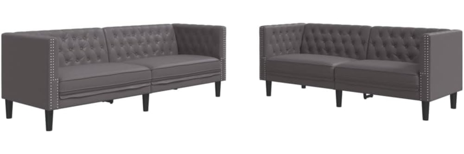 2-tlg. Chesterfield-Sofa-Set Grau Kunstleder 3209277 Bild 1