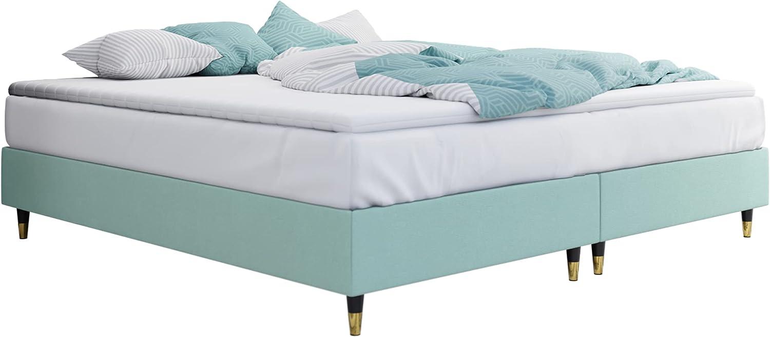 Boxspringbett Sauro Gold für Wandpaneel, Mint, 160 x 200 cm Bild 1