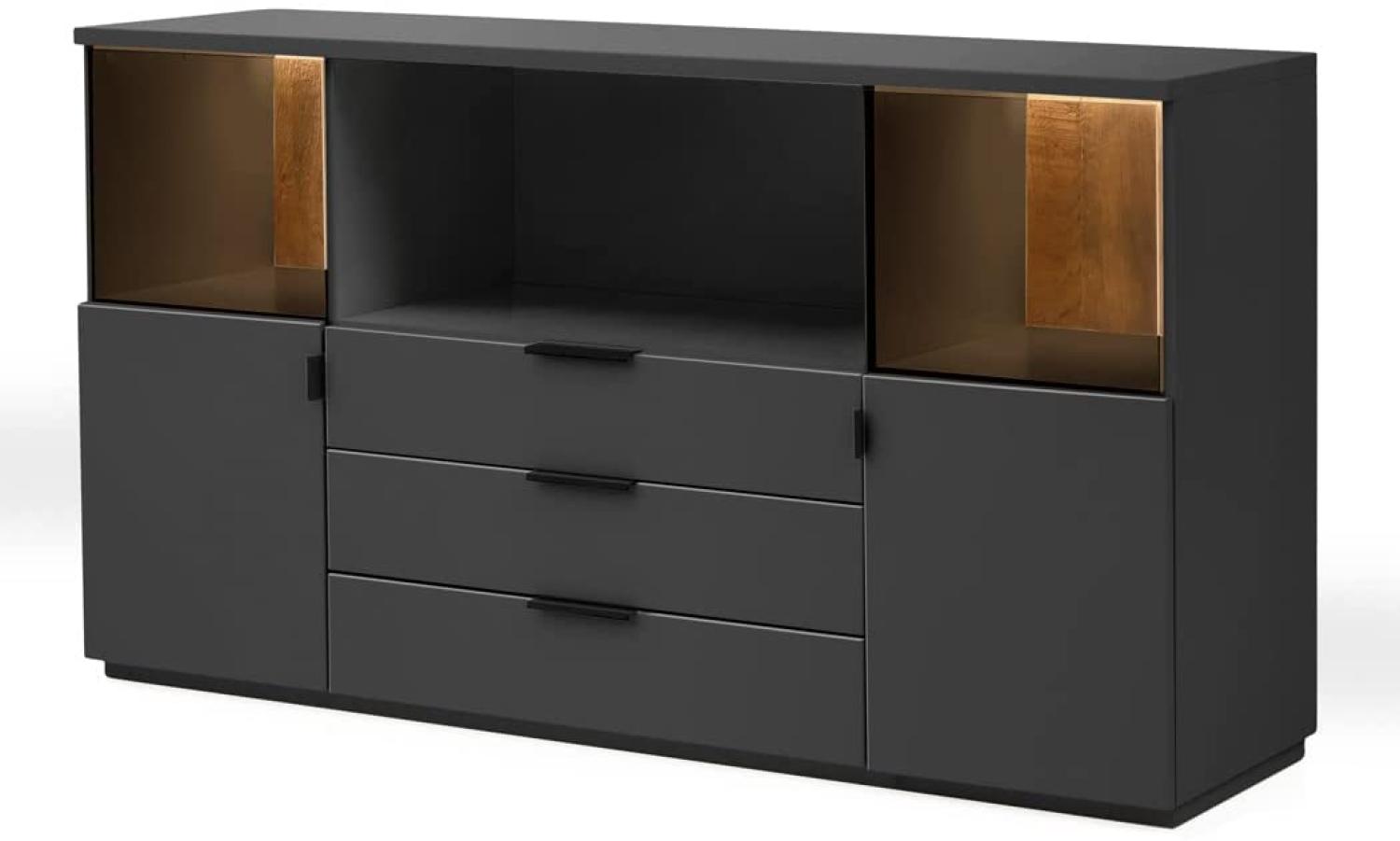 Sideboard Mutina 11 schwarzgrau 160x90x45cm Anrichte Schrank Esszimmer ohne Beleuchtung Bild 1