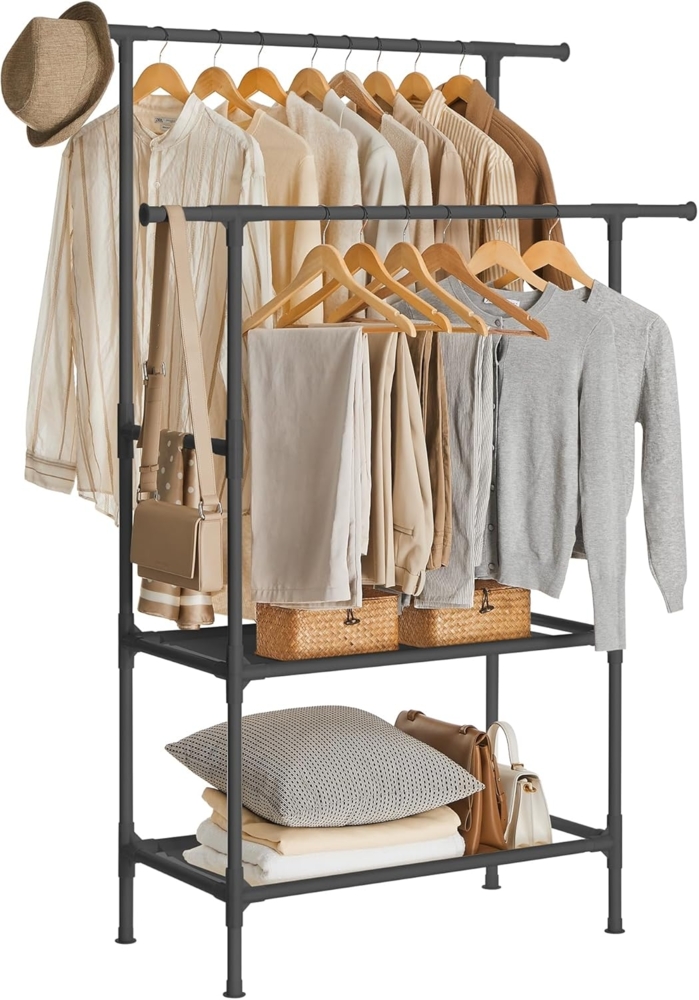 Songmics Kleiderständer 2 Kleiderstangen 2 Ablagen bis 70 kg belastbar RDR002B02 Bild 1