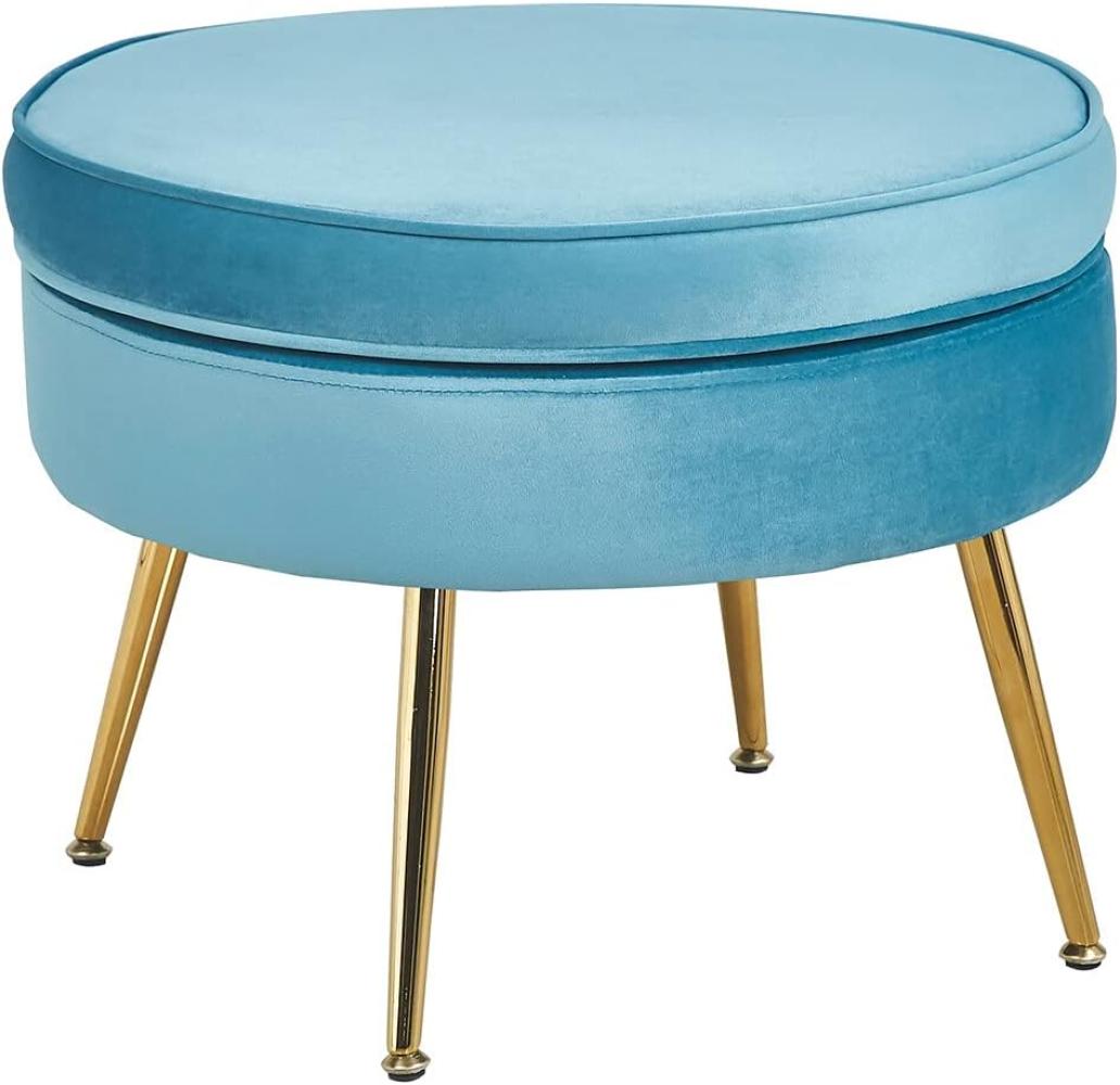 Sitzpouf Rund Samt Blau Bild 1