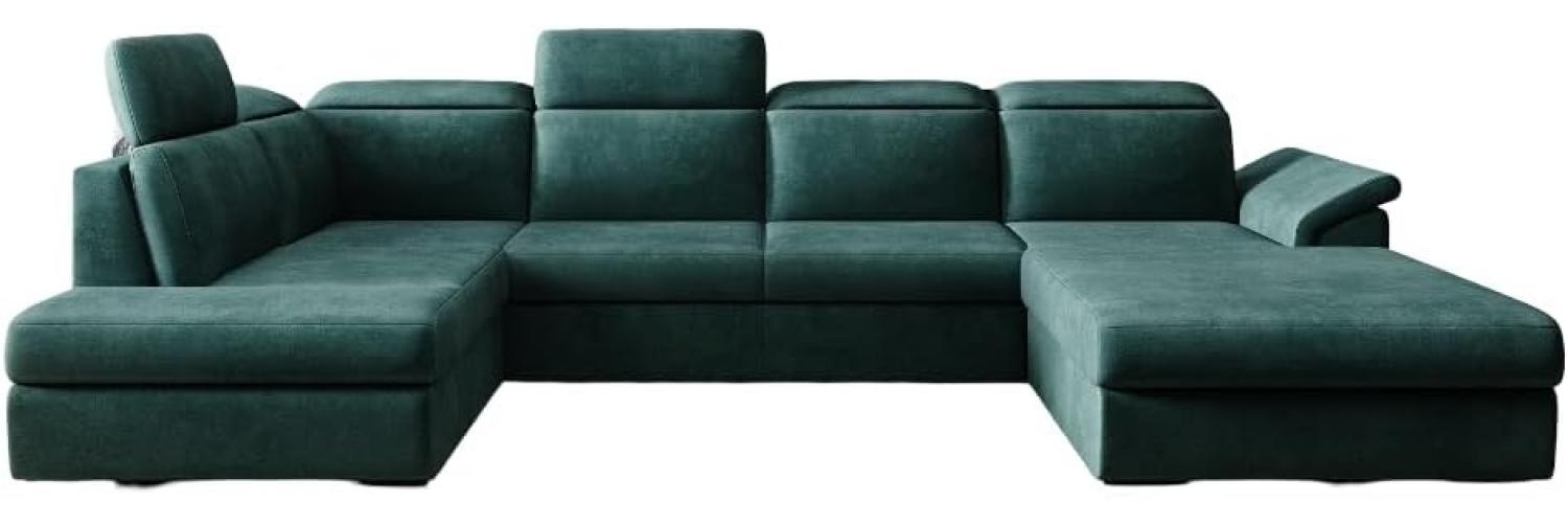 Designer Sofa Emiliano mit Schlaf- und Klappfunktion Samt Grün Rechts Bild 1