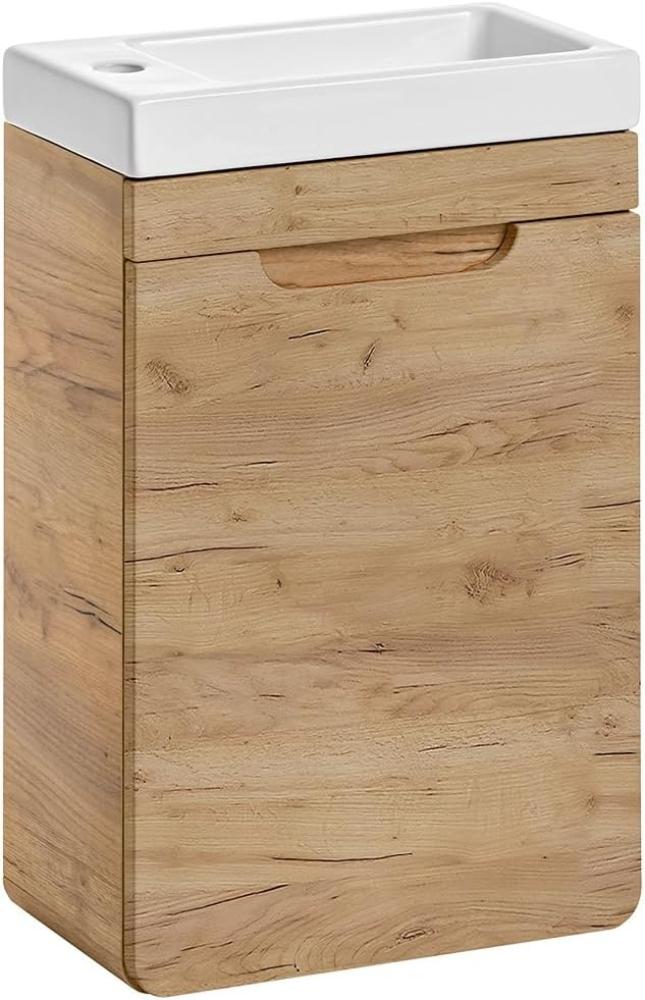 Lomadox Waschbeckenschrank LUTON-56-CRAFT Badezimmerschrank Gäste WC inkl. Waschbecken B/H/T 40/66/22 cm modern Bild 1