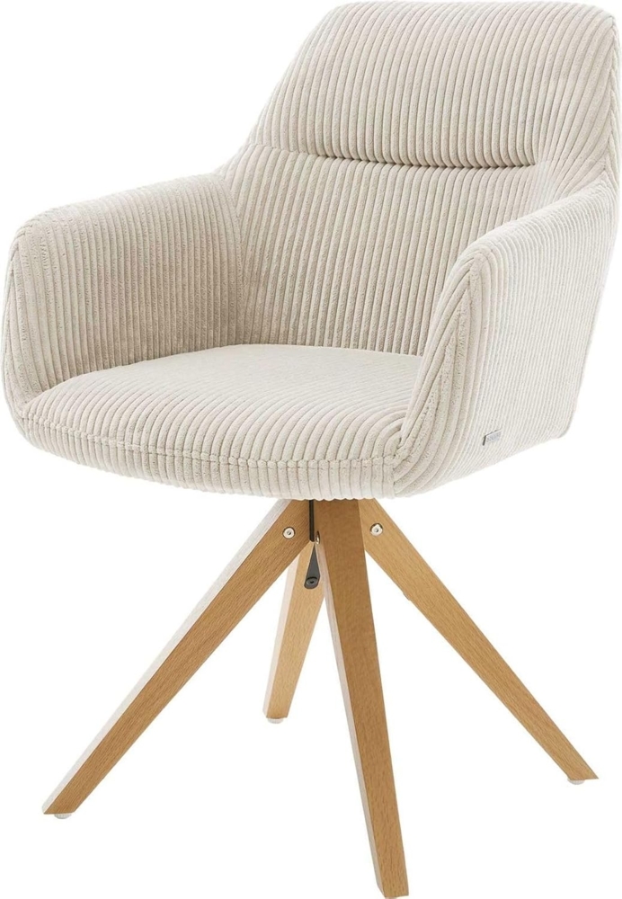 Esszimmerstuhl Pejo-Flex Cord Beige Holzgestell kantig Natur Taschenfederkern Bild 1