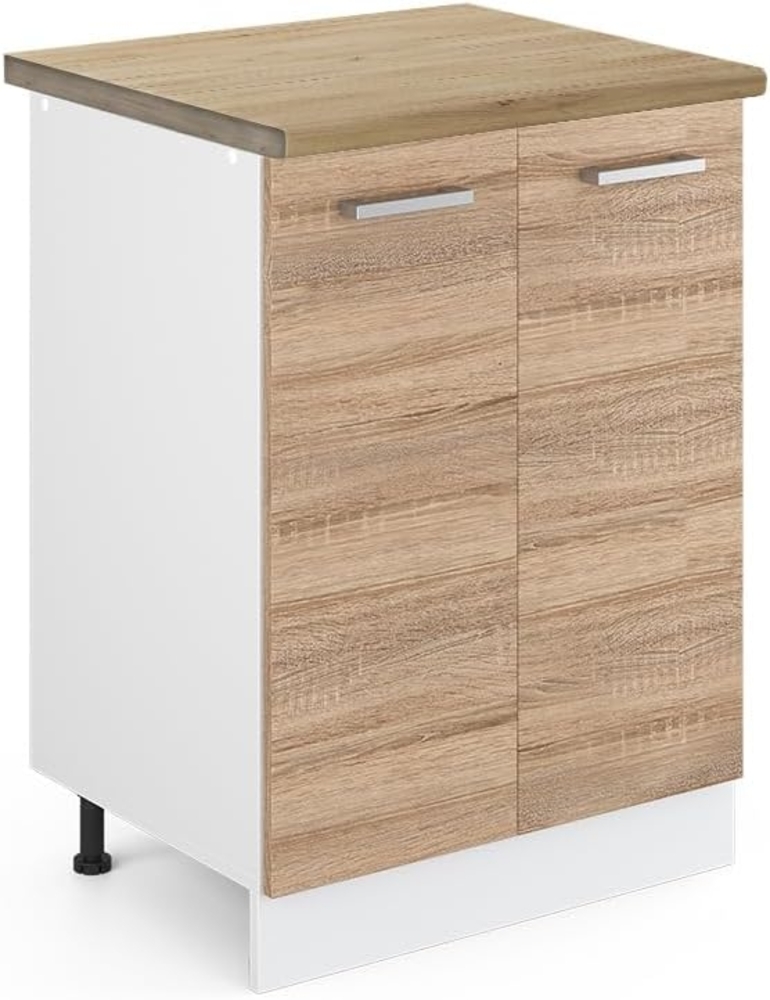 Vicco Küchenunterschrank R-Line, Sonoma/Weiß, 60 cm, AP Eiche Bild 1