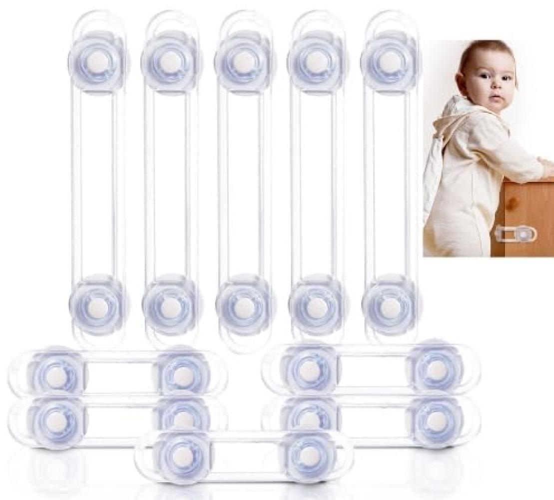 Kindersicherung Schrank – SET x 10 – Kindersicherung - Schranksicherung Baby Für Schrank und Schubladen Zum Kleben - Kindersicherung Ohne Bohren Für Baby und Kind Bild 1