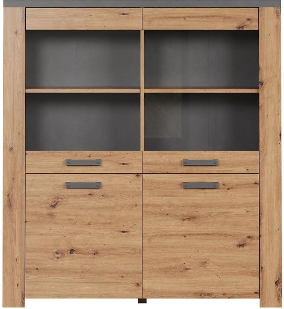 Highboard Follow in Eiche Artisan und grau 127 x 139 cm Bild 1