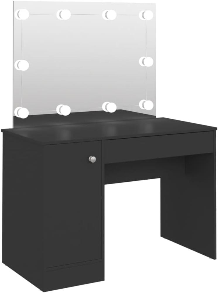 vidaXL Schminktisch mit LED-Beleuchtung 110 x 55 x 145 cm MDF Schwarz Bild 1