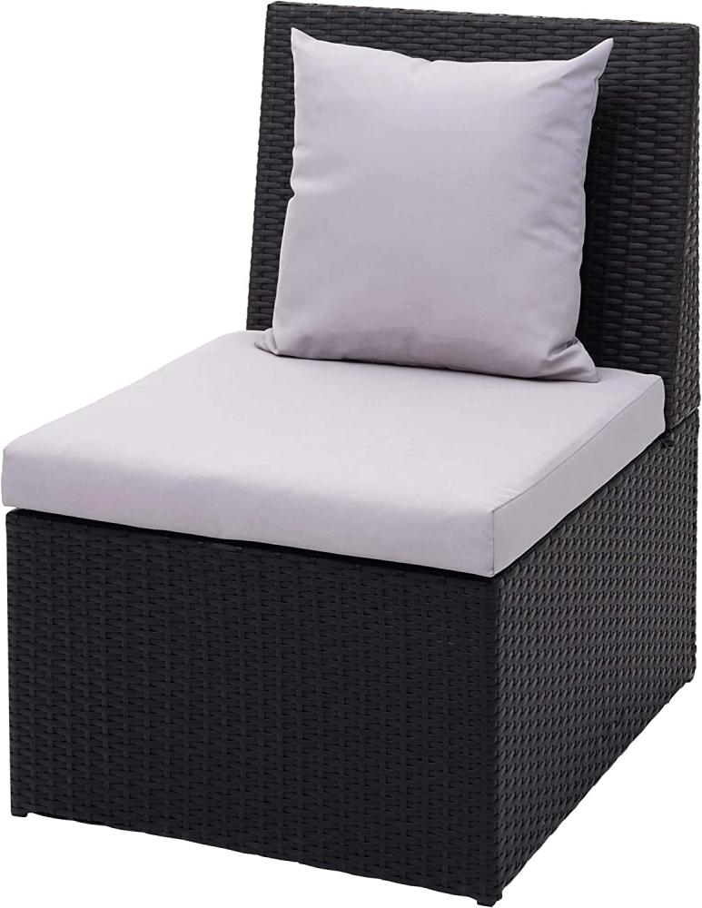 Poly-Rattan Sessel HWC-G16, Lounge-Rattanstuhl Gartenstuhl, Gastronomie ~ schwarz, Kissen hellgrau Bild 1