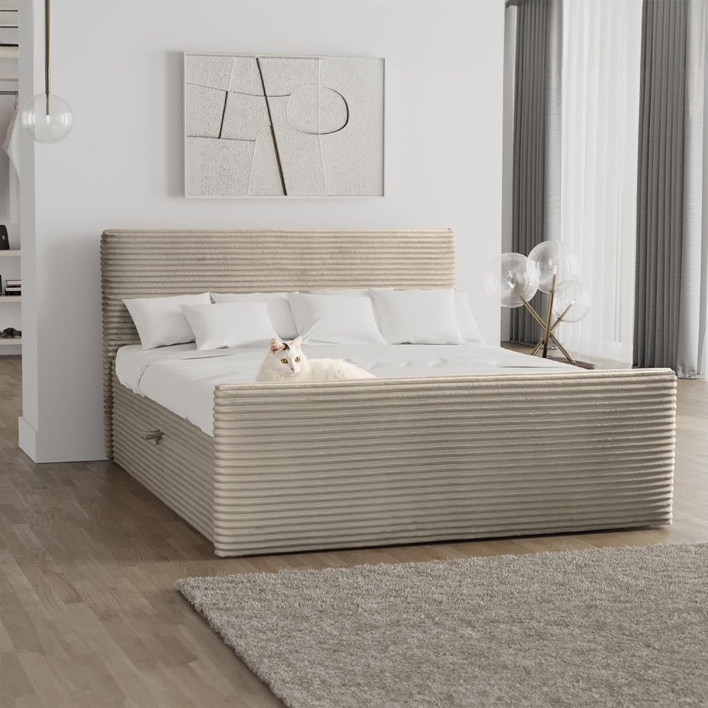 Kaiser Möbel Boxspringbett Boxspringbett mit bettkasten und topper TRENTO stoff Plüsch Cord, mit Topper mit Bettkasten Bild 1