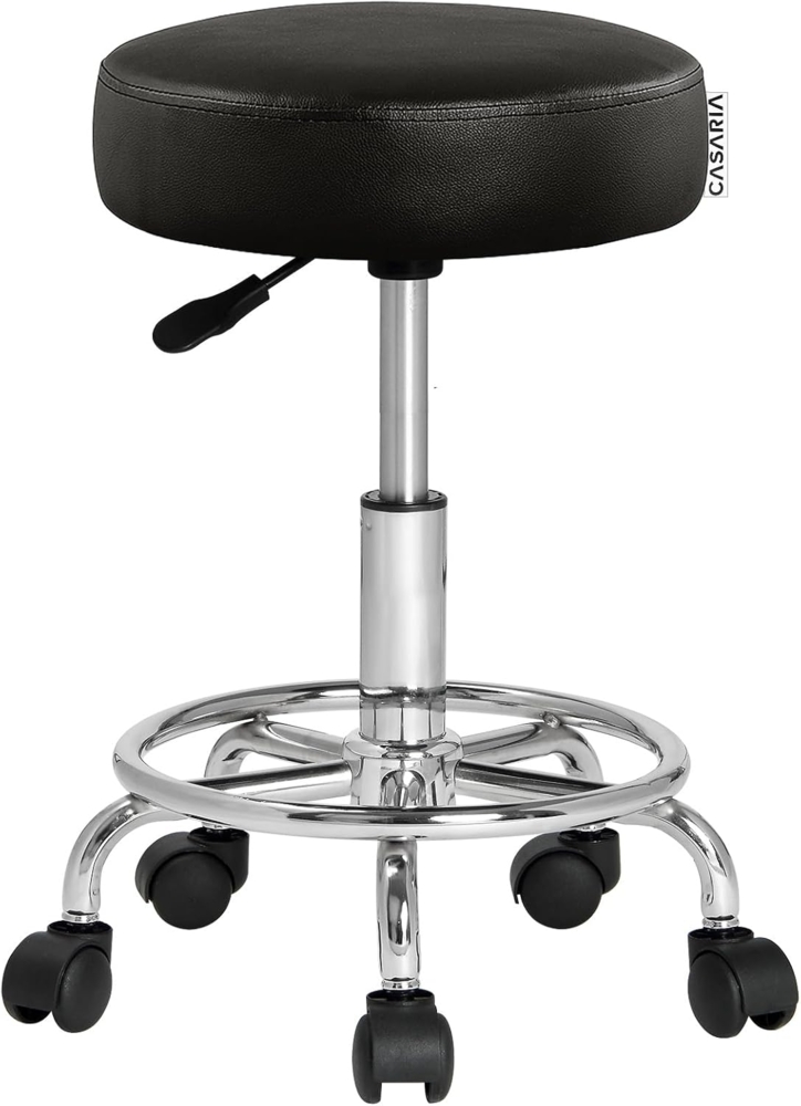 Casaria Drehhocker, Höhenverstellbar 10cm Polsterung 360°C Drehbar 51-65cm Sitzhöhe Metall Bild 1