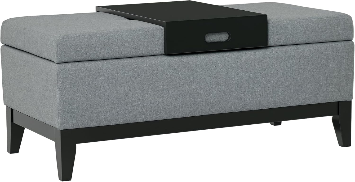 HOMCOM Sitzbank mit Stauraum Polsterbank Sitzhocker belastbar bis 120 kg mit Aufbewahrungsbox abnehmbar Polsterbank Schaumstoff laminierte Platte Birkenholz Dunkelgrau+Schwarz 107 x 50 x 44 cm Bild 1