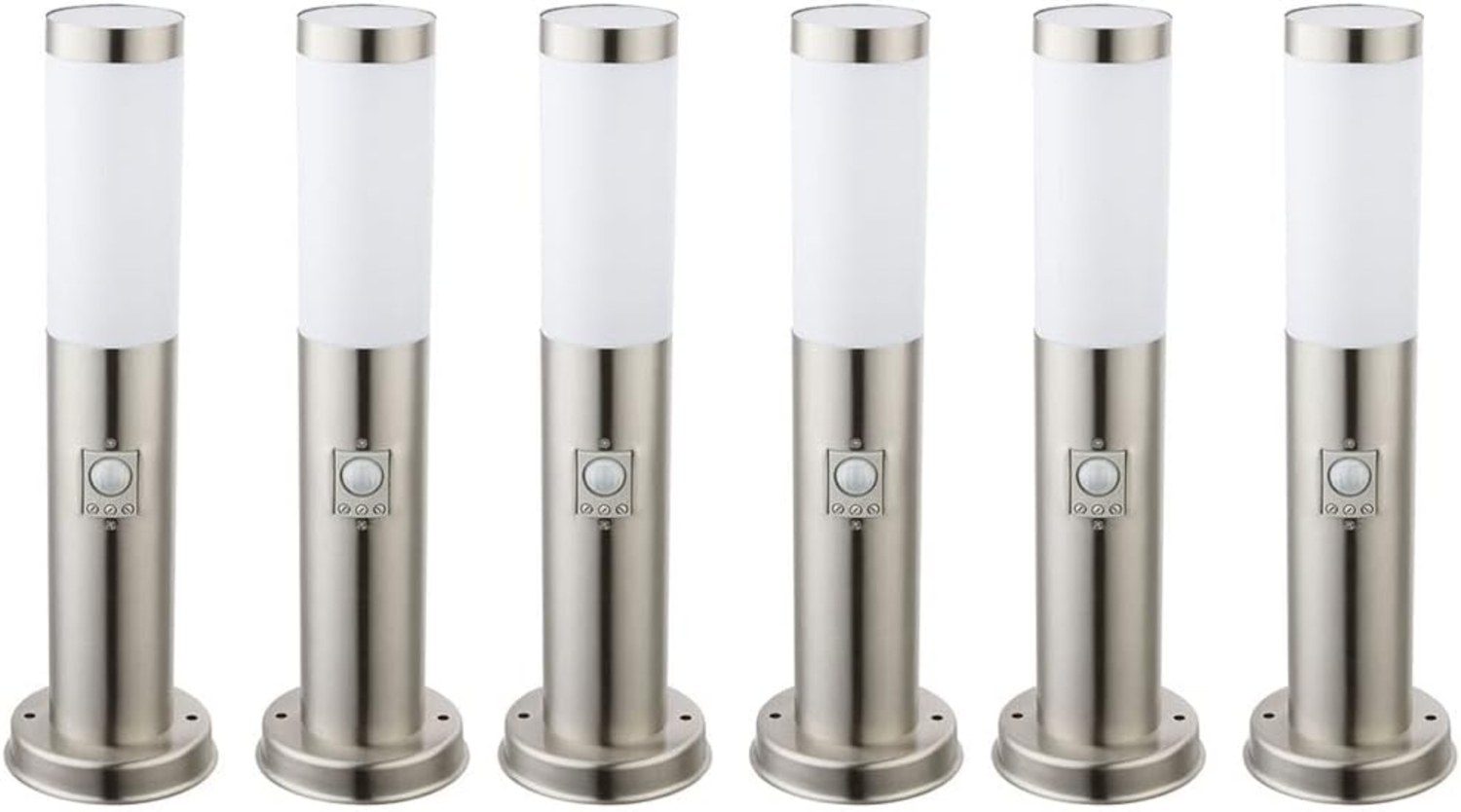 6x LED Wegelampe, Edelstahl, Bewegungsmelder, IP44, H 45cm Bild 1