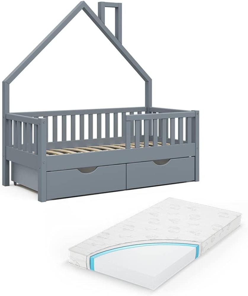 VitaliSpa Hausbett Kinderbett Spielbett Noemi 70x140 cm inkl. Matratze Schubladen Bild 1