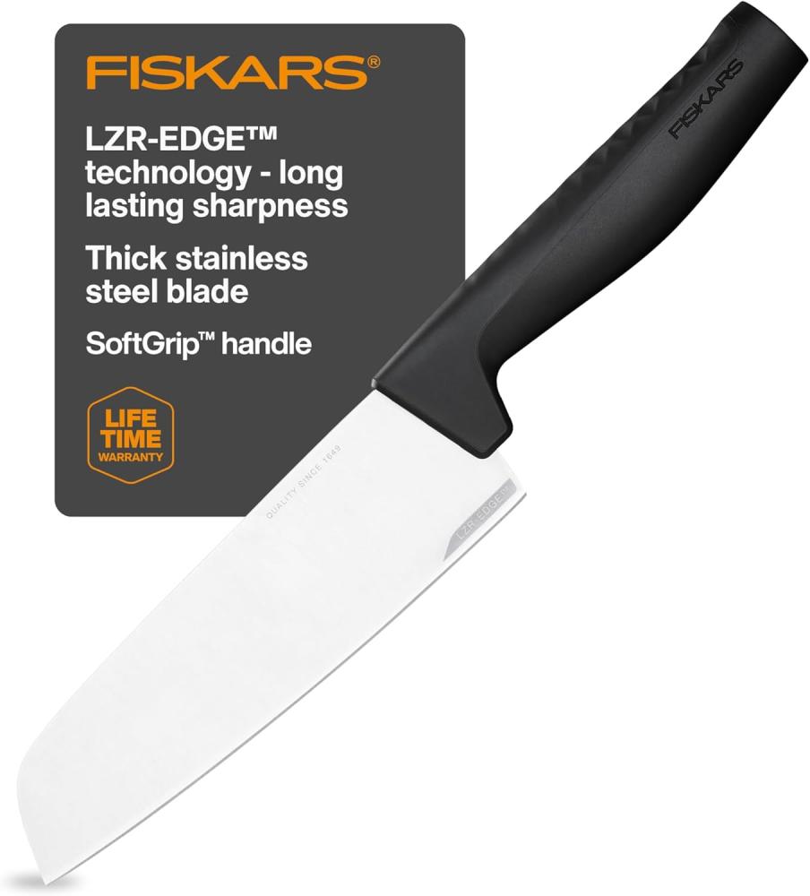 Fiskars 'Hard Edge' Santokumesser, Edelstahl schwarz, 16 cm Bild 1