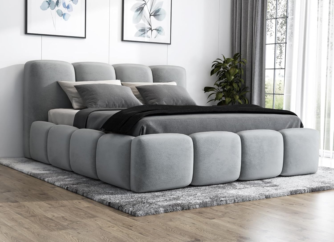 Polsterbett DONA 120x200 mit Matratze, Bettkasten und Lattenrost. Farbe: Silber 15 Bild 1