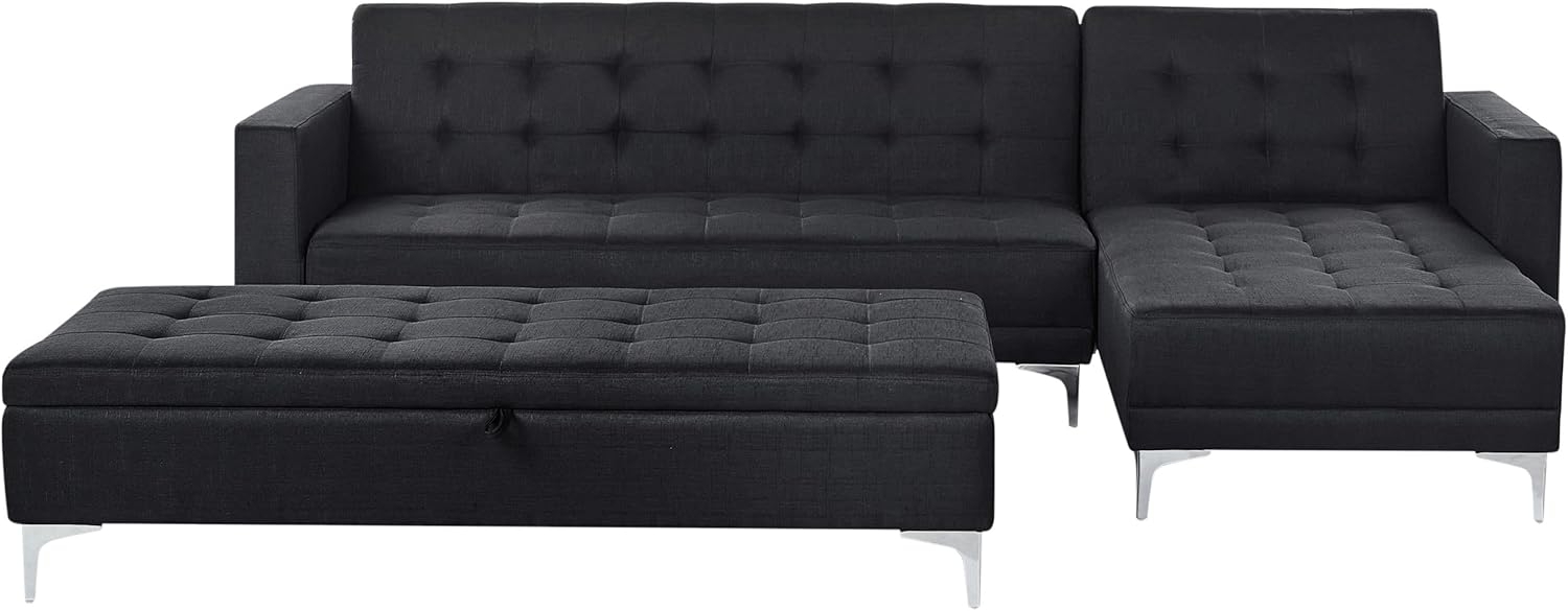 4-Sitzer Schlafsofa Stoff graphitgrau linksseitig mit Ottomane ABERDEEN Bild 1