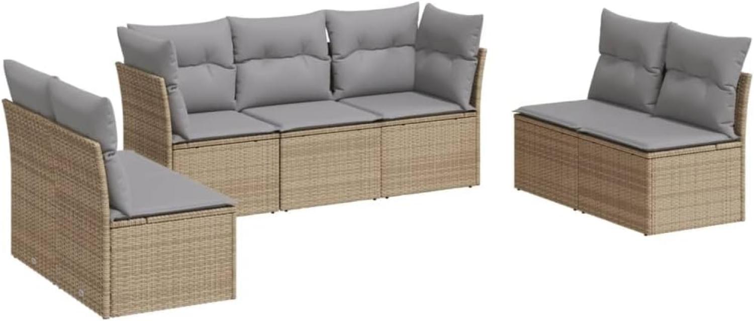 vidaXL 7-tlg. Garten-Sofagarnitur mit Kissen Beige Poly Rattan 3249248 Bild 1