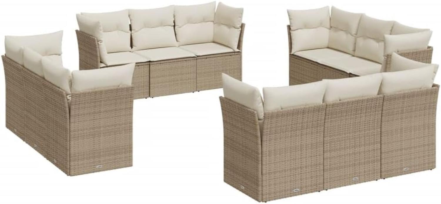 vidaXL 12-tlg. Garten-Sofagarnitur mit Kissen Beige Poly Rattan 3249167 Bild 1