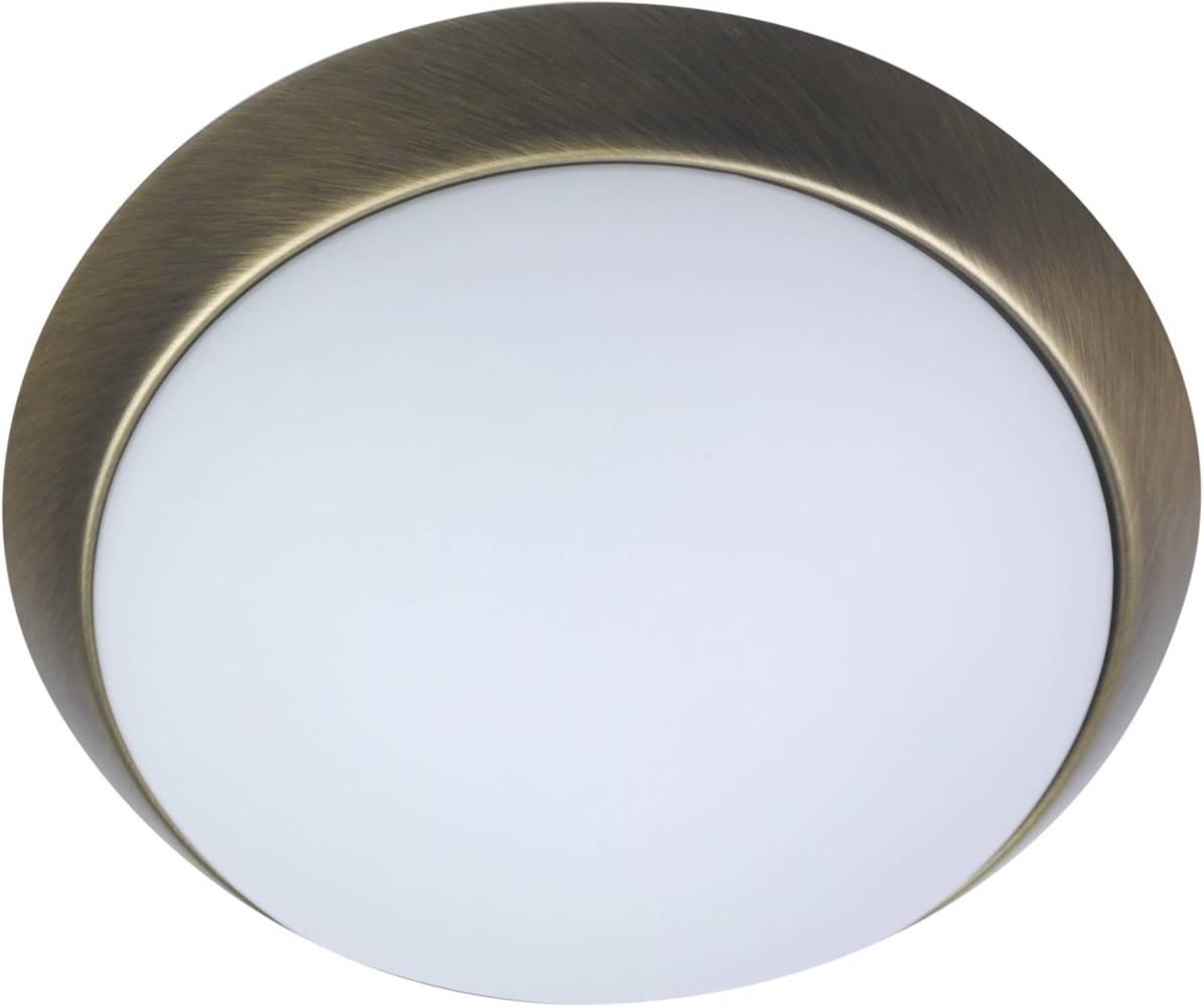 Deckenleuchte / Deckenschale, Opalglas matt, Dekorring Altmessing, Ø 35cm Bild 1