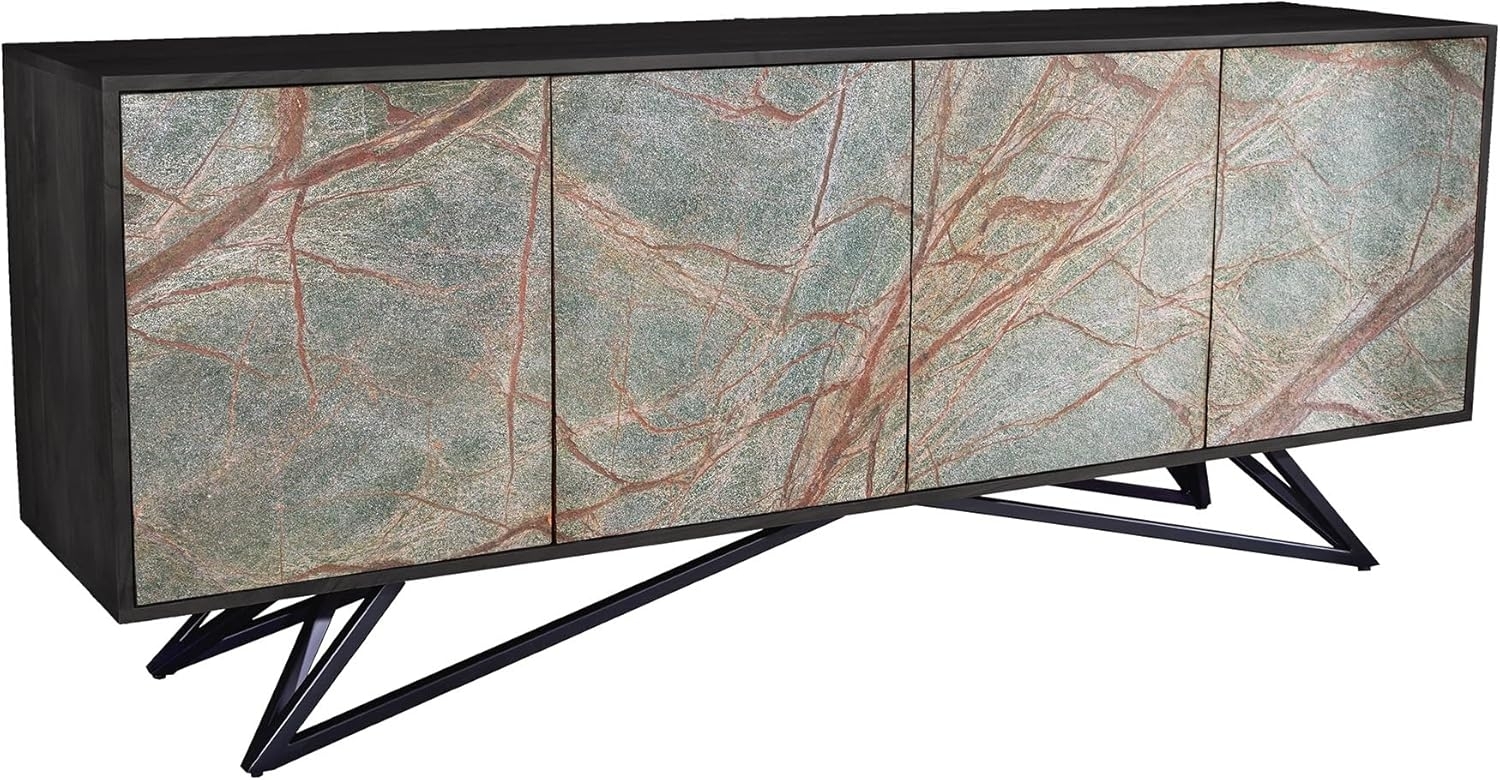 riess-ambiente Sideboard MOUNTAIN SOUL 175cm schwarz / grün-natur (Einzelartikel, 1 St), Akazie-Massivholz · Naturstein · Kommode · Wohnzimmer · Design Bild 1