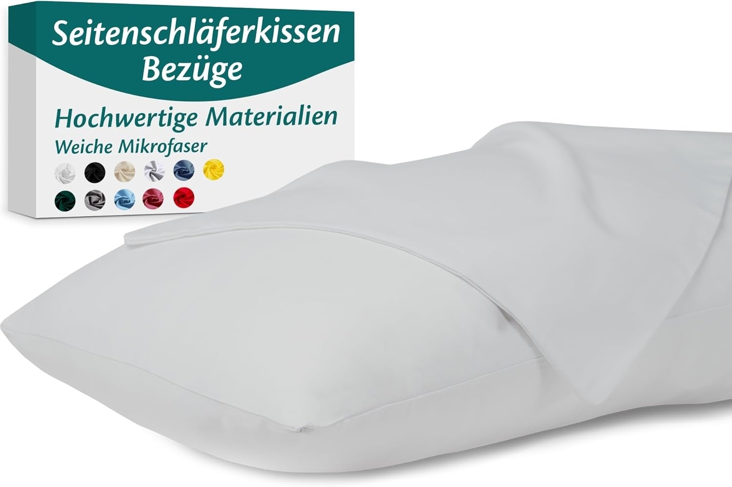 Seitenschläferkissen Bezug 40x145 Mikrofaser Premium 2er Set Kissenbezug Deko für Kissen Bett/Sofa Stoff Weicher Resistent Hypoallergen Anti-Milben Kopfkissenbezug Verdecktem Zip Voll Waschbar Bild 1