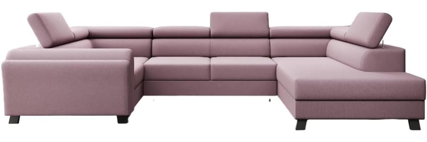 Designer Sofa Emilio mit Schlaf- und Klappfunktion Stoff Rosé Rechts Bild 1