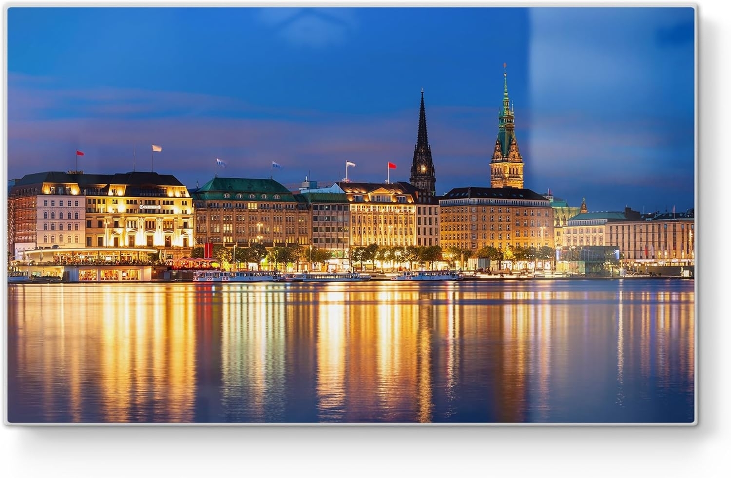 DEQORI Schneidebrett 'Hamburg bei Nacht', Glas, Platte Frühstücksbrett Schneideplatte Bild 1