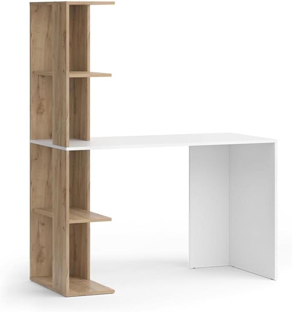 Vicco Schreibtisch Tower Weiß Sonoma 122 x 55 cm mit 4 Fächern Bild 1