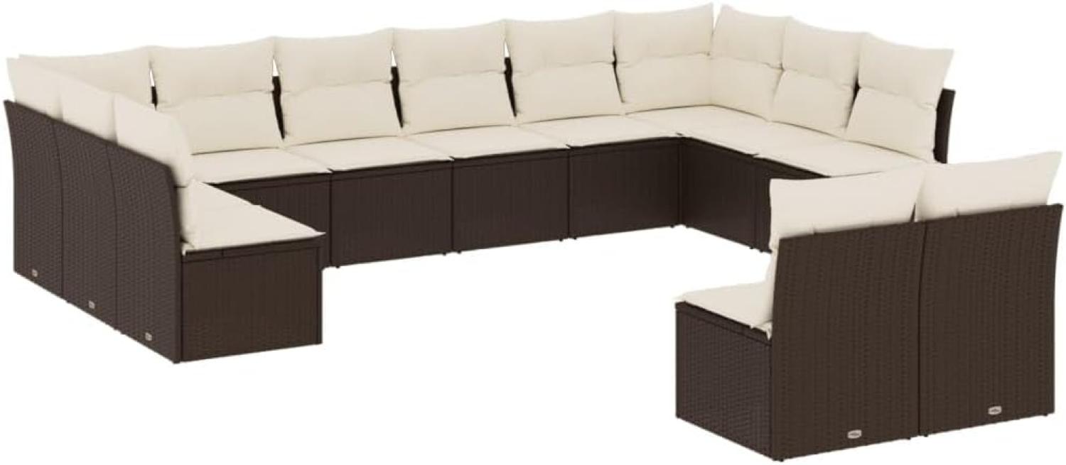 vidaXL 12-tlg. Garten-Sofagarnitur mit Kissen Braun Poly Rattan 3218373 Bild 1