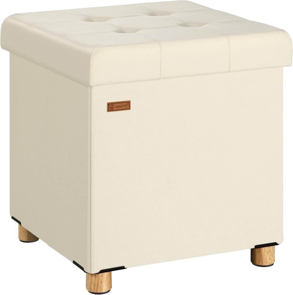 CASARIA® Sitzhocker mit Stauraum, Samt, beige Bild 1