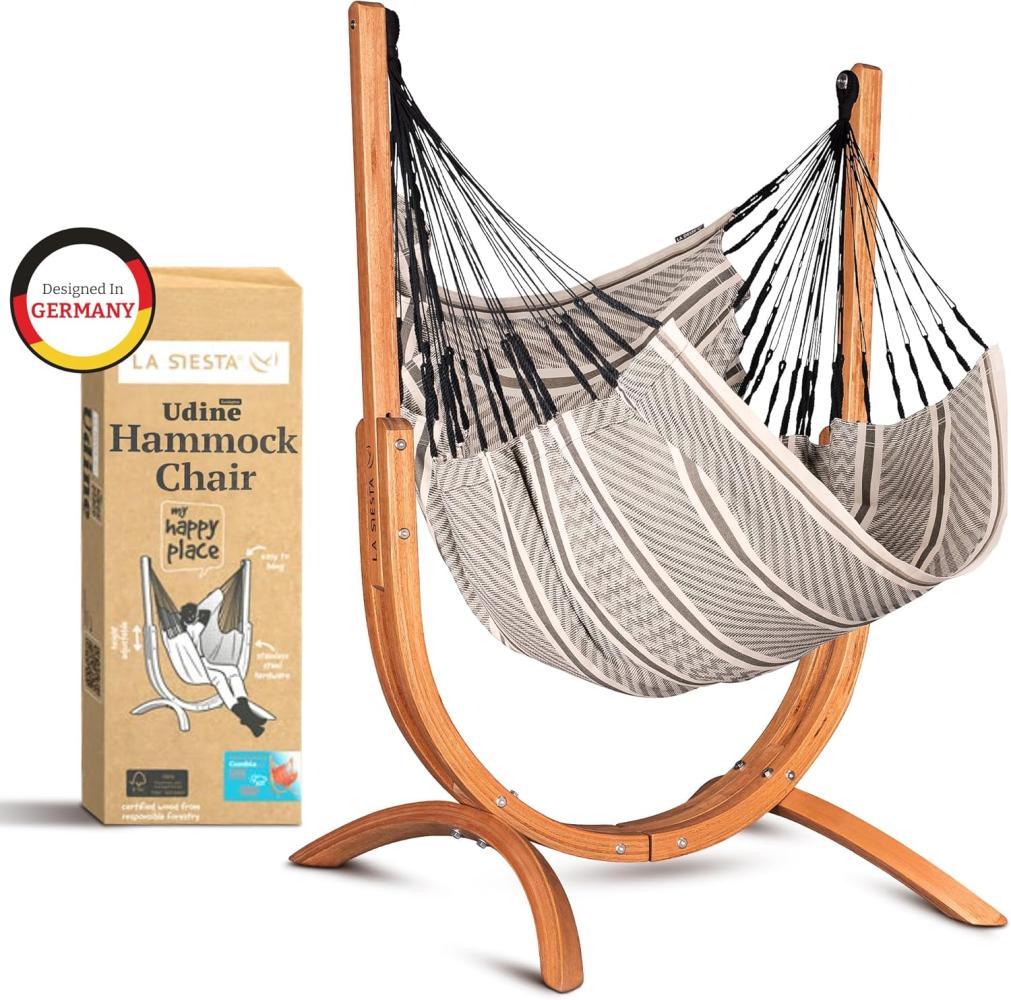 La Siesta Hängesessel Udine Organic Zebra - aus 100 % Bio-Baumwolle mit Eucalyptus-Gestell Bild 1