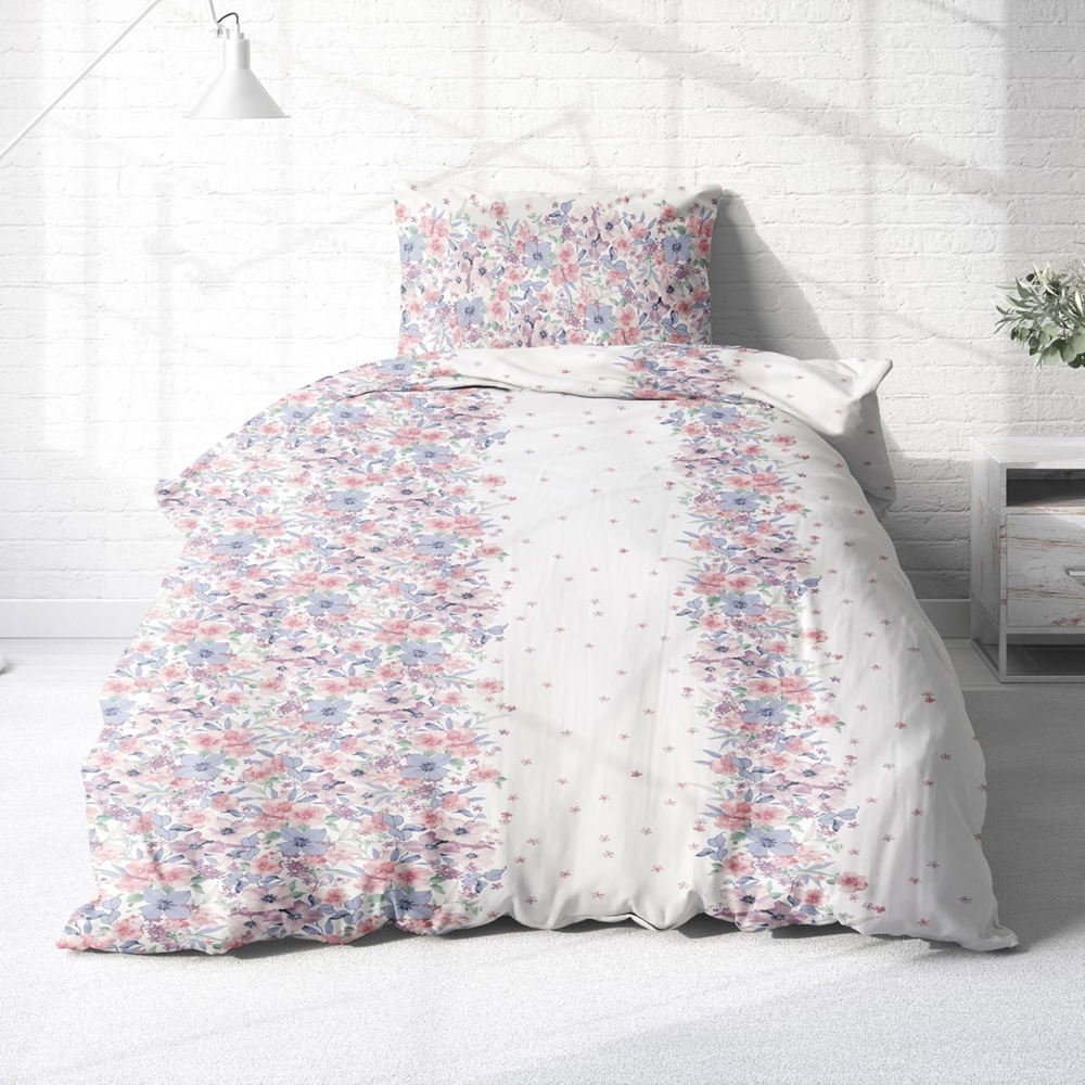 Träumschön Bettwäsche Premium Bettwäsche 135x200 oder 155x220 cm Baumwolle, Blumen, Baumwolle, 2 teilig, mit Reißverschluss, luftig und leichte Sommerbettwäsche Bild 1