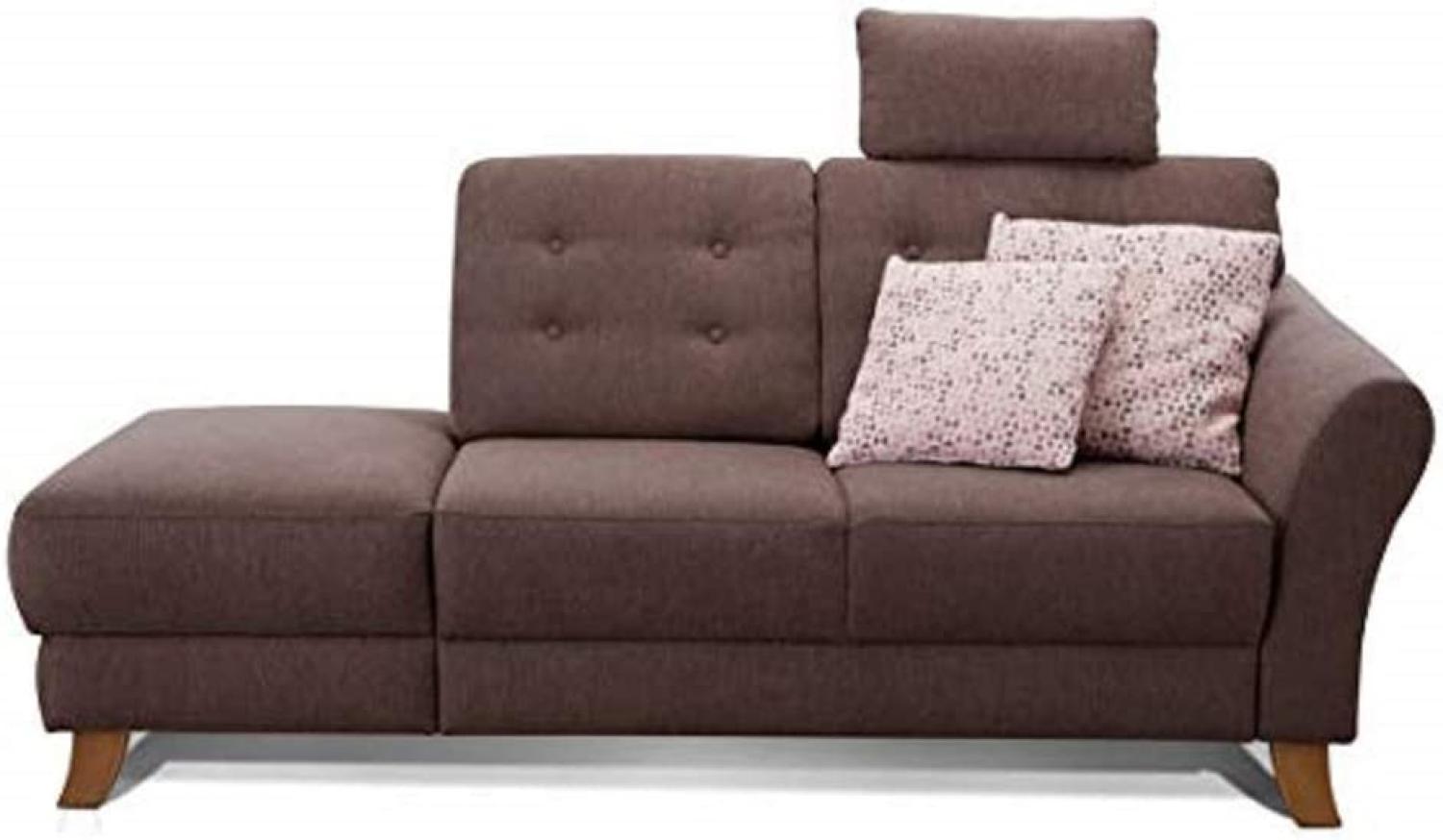 Cavadore Recamiere Trond mit Federkern / Modernes Sofa im Landhausstil mit Armteil rechts / Inkl. Kopfstütze und Rückenkissen / 194 x 89 x 92 / Flachgewebe dunkelbraun Bild 1