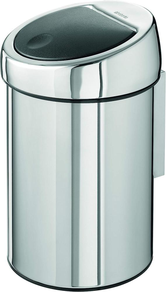 Brabantia Touch Bin, Mülleimer, Abfalleimer, Papierkorb mit Wandhalterung, Edelstahl, 3 Liter, 363962 Bild 1