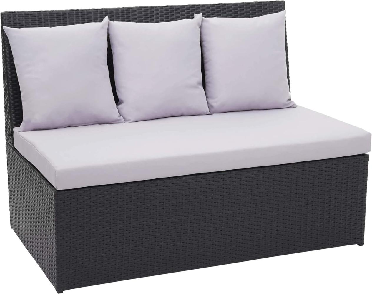 Poly-Rattan 2er Sofa HWC-G16, Lounge-Gartenbank Sitzbank Sessel, Gastronomie 120cm ~ schwarz, Kissen hellgrau Bild 1