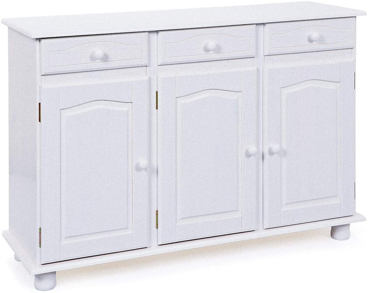 Sideboard Livra Massivholz Kommode Highboard Schubladen Schrank Anrichte weiss Bild 1