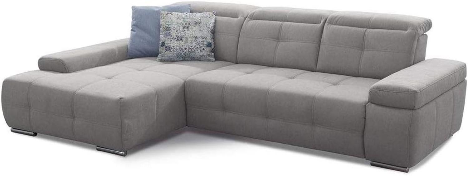 Cavadore Ecksofa Mistrel mit Schlaffunktion, L-Form Sofa mit leichter Fleckentfernung dank Soft Clean, geeignet für Haushalte mit Kindern, Haustieren, 273 x 77 x 173, hellgrau Bild 1