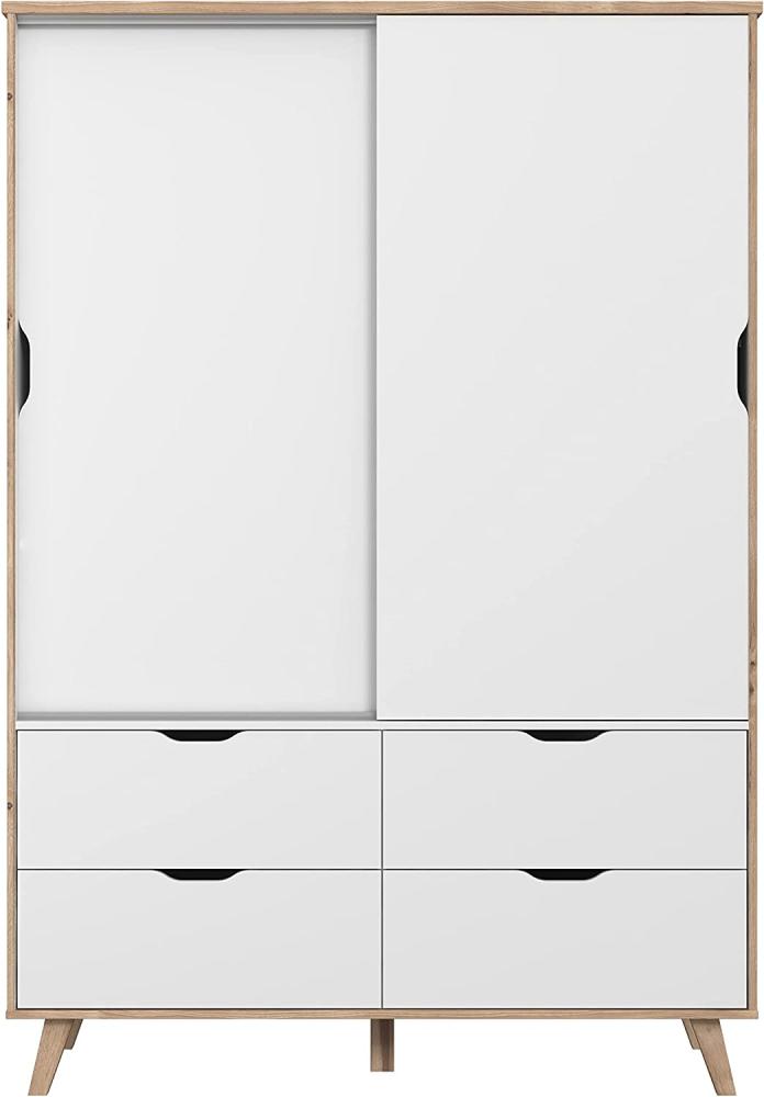 FORTE Vankka Kleiderschrank, Holzwerkstoff, Weiß/Braun, 139,4 x 201,5 x 52,7 cm Bild 1