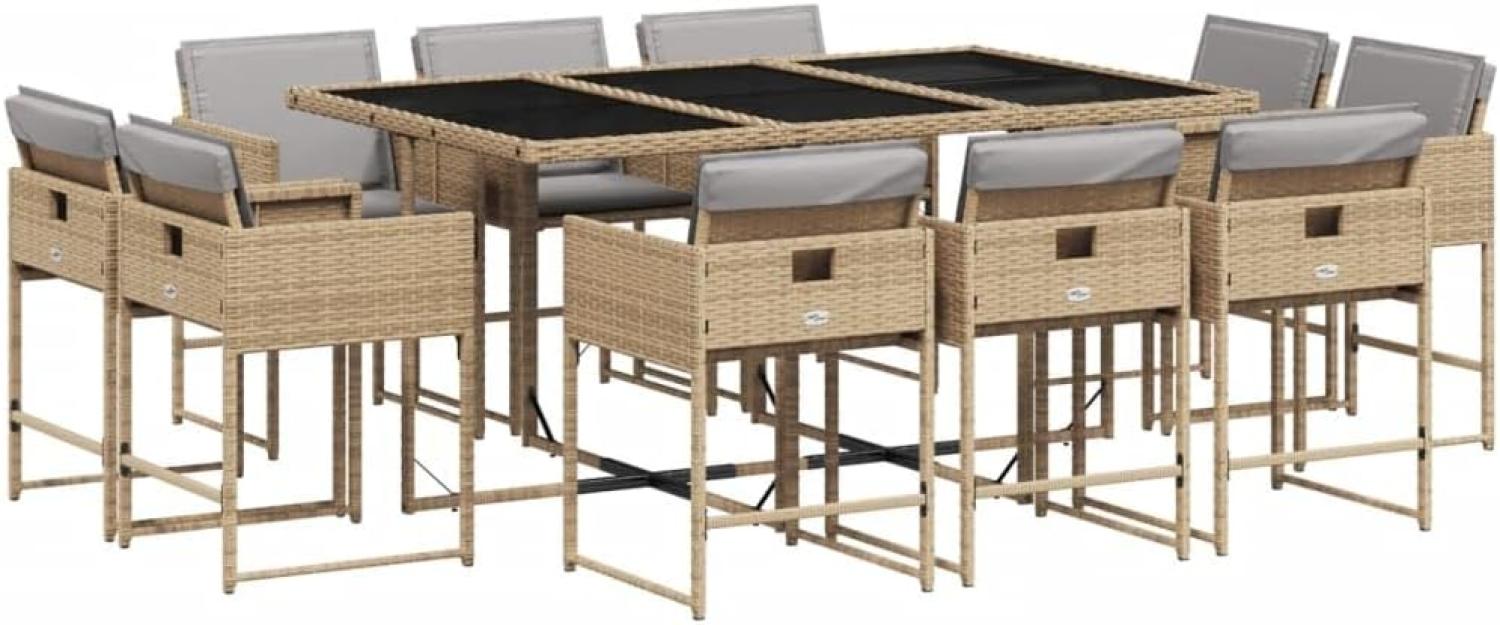 vidaXL 11-tlg. Garten-Essgruppe mit Kissen Beigemischung Poly Rattan 3211392 Bild 1