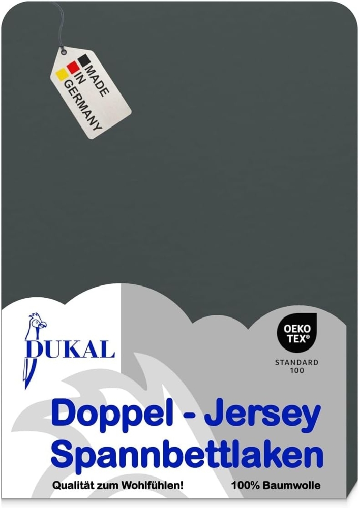 DUKAL Spannbettlaken aus hochwertigem DOPPEL-Jersey, 100% Baumwolle, Doppel-Jersey, Gummizug: rundum, (1 Stück), 90x200 - 100x200 cm, mit Spannumrandung, Made in Germany Bild 1