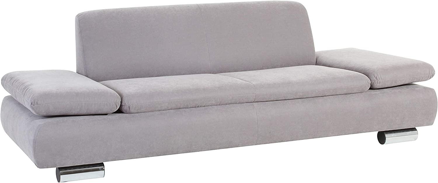 Terrence Sofa 2,5-Sitzer Veloursstoff Silber Metallfüße verchromt Bild 1