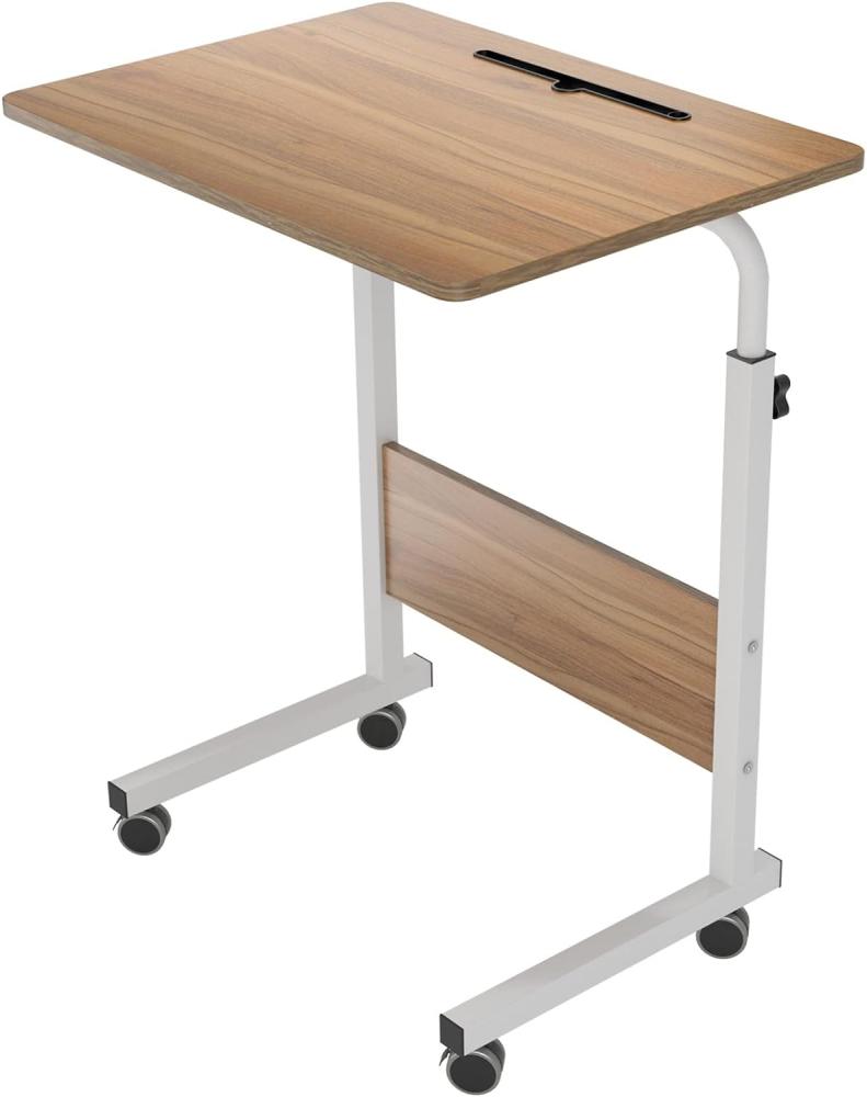 sogesfurniture höhenverstellbar Laptoptisch Computertisch mit Tablet Steckplatz, 60 * 40cm PC Tisch Sofatisch Pflegetisch Beistelltisch mit Rollen, Eiche 05#3-60OK-BH Bild 1