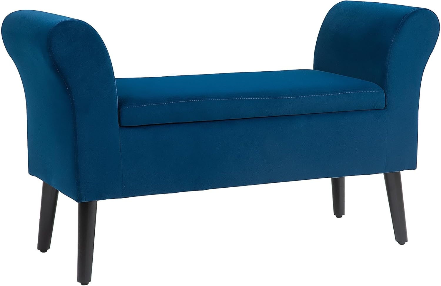 HOMCOM Sitzbank mit Stauraum, Armlehnen, Sitzhöhe 46cm (Truhenbank, 1-St, Polsterbank), für Flur Schlafzimmer samtartiges Polyester 111,5 x 41 x 65 cm Blau Bild 1