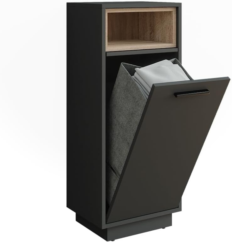 Wäscheschrank Beatrice Anthrazit/Sonoma 38 x 93 cm mit herausnehmbarer Innentasche Vicco Bild 1