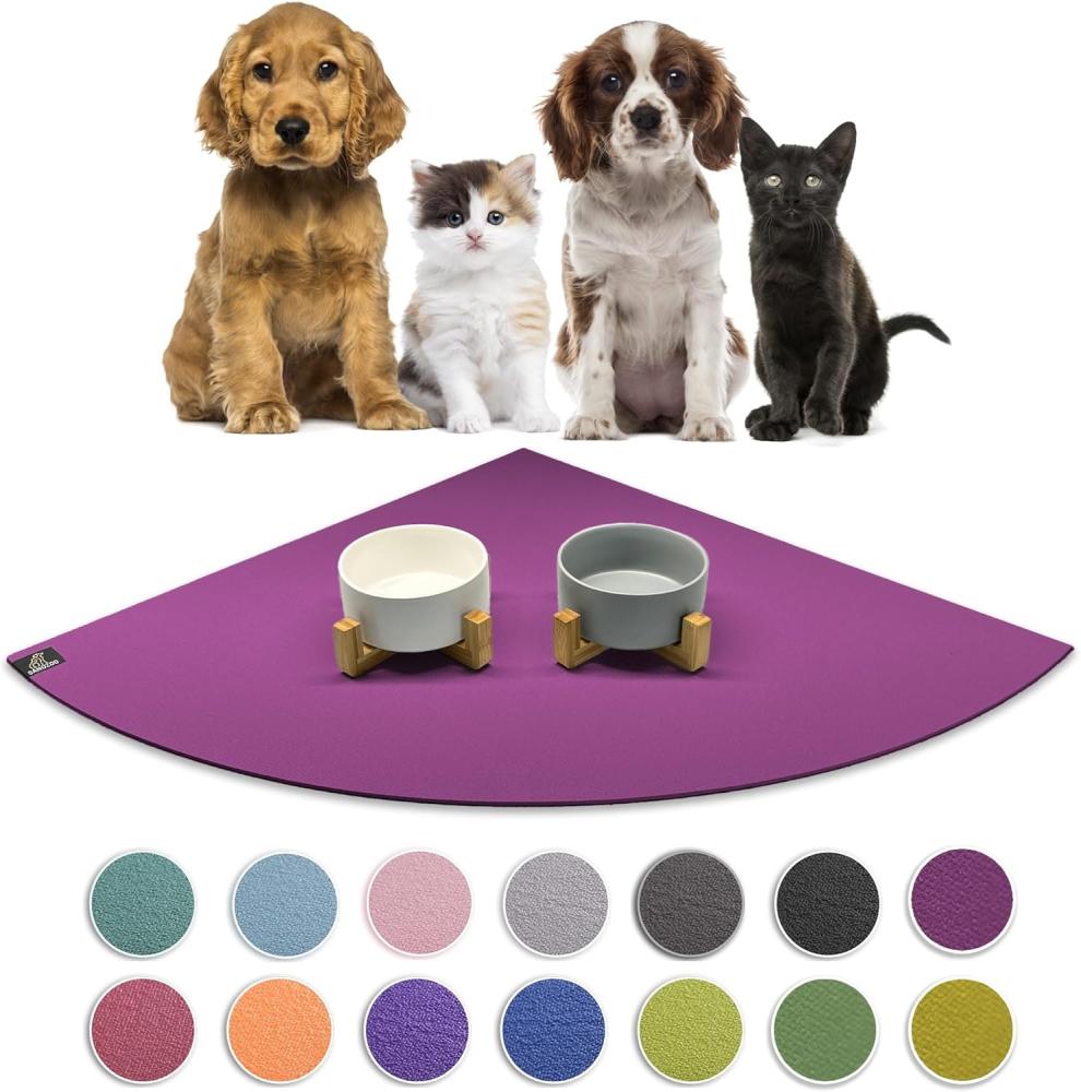 SanoZoo® - Napfunterlage, Öko-TEX - Made in Germany - rutschfeste Futtermatte für Hunde & Katzen, Eckrund 60 x 60 cm Pflaume Bild 1