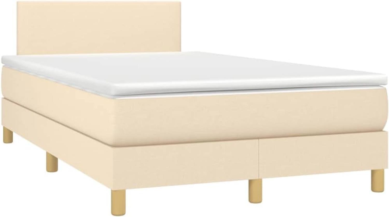 vidaXL Boxspringbett mit Matratze Stoff Creme 120 x 200 cm, Härtegrad: H2 [3140446] Bild 1